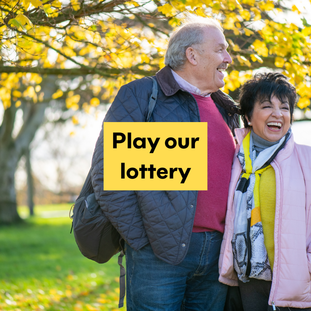 A graphic that reads, "Play our lottery"