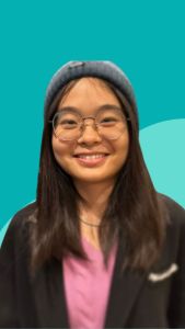 A picture of one of our volunteers Shore, on a blue background