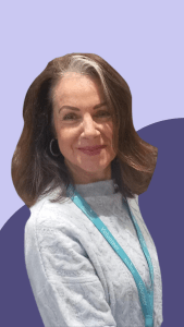 A picture of Ajay on a purple background