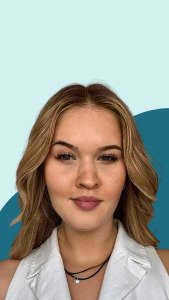 A picture of Freya on a blue background